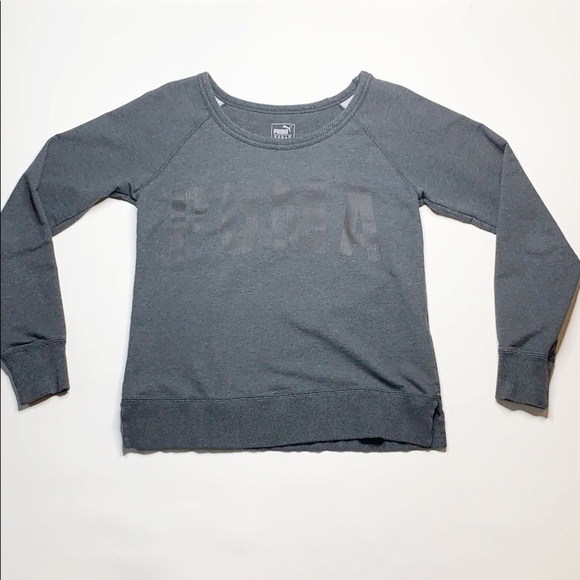 Puma Scoop Neck Spell-Out Pullover Gray S‎ - Picture 2 of 7